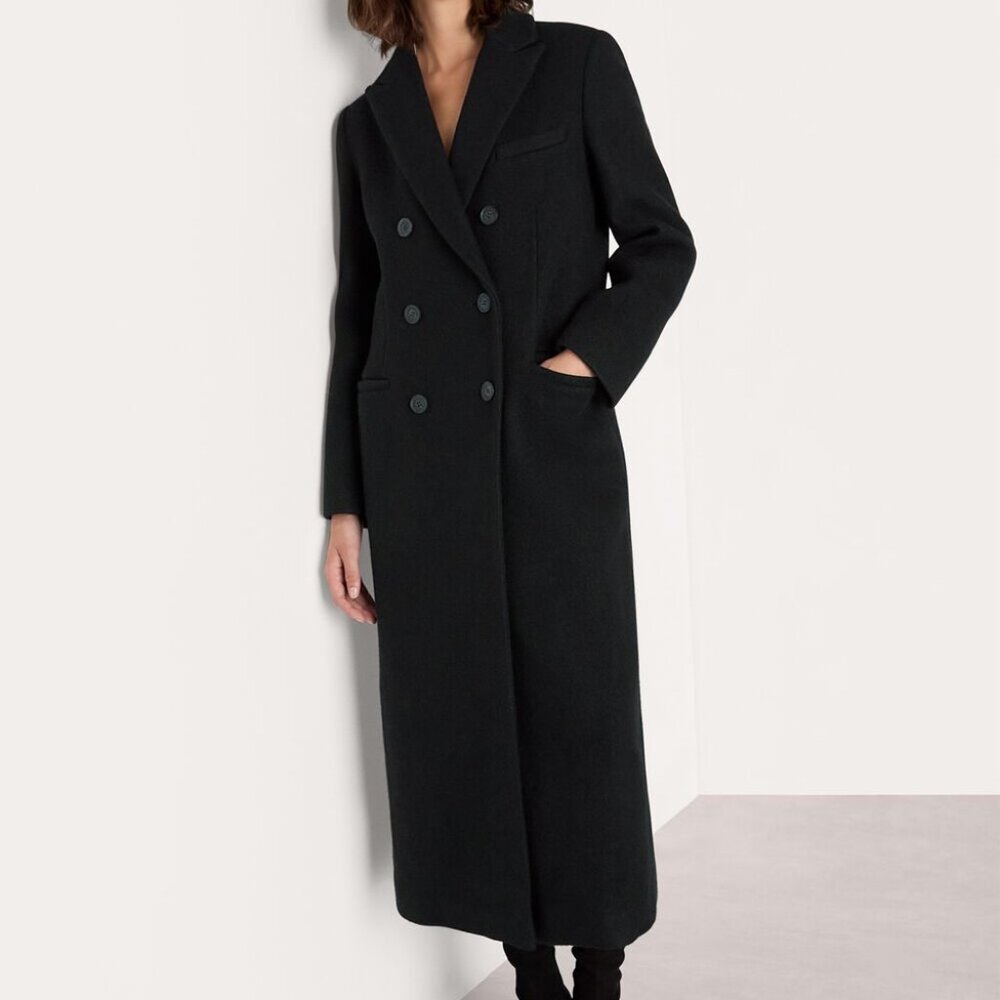 Almost brand new Whistles Lori Longline Black Wool Coat